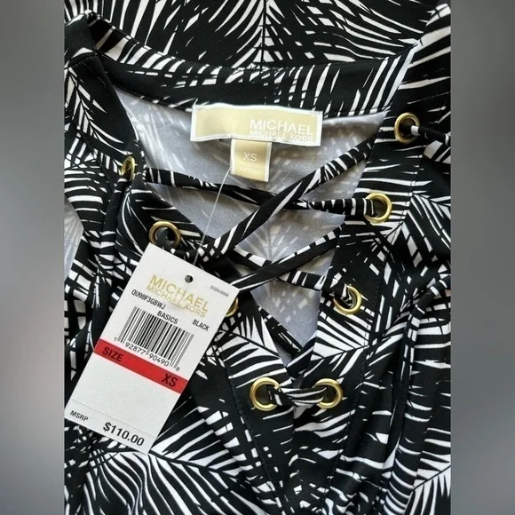 #80 NWT Michael Michael Kors Palm Leaf Sleeveless Dress - Picture 7 of 7